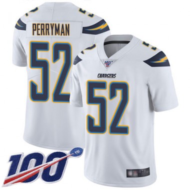Los Angeles Chargers NFL Football Denzel Perryman White Jersey Men Limited #52 Road 100th Season Vapor Untouchable